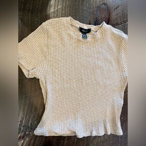 Forever 21 Ribbed Knit Top in Light Beige